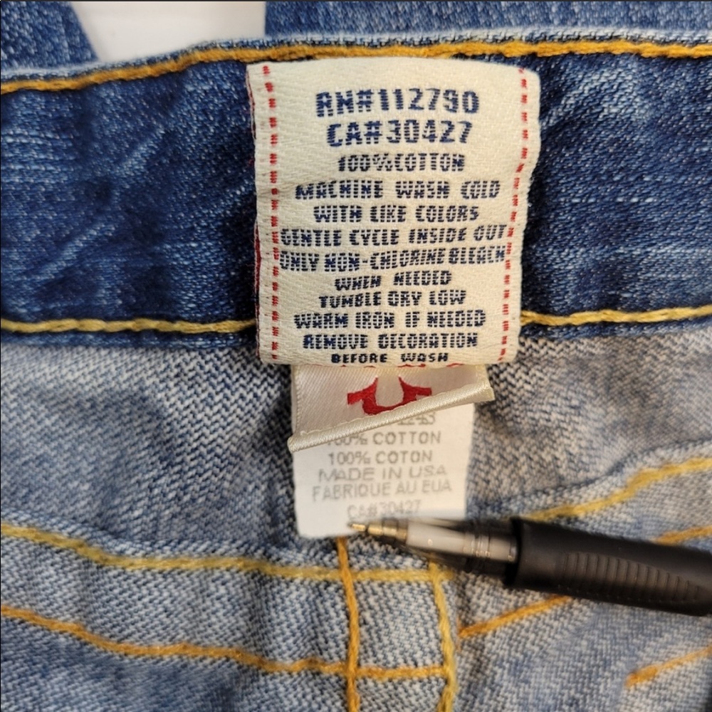 True Religion Blue Distressed Lace-Up Flare Jeans - Picture 7 of 12